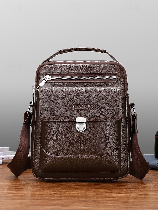  borsa a tracolla da uomo in similpelle effetto ciottolo – borsa a tracolla vintage business-casual, multitasche, tracolla regolabile per lavoro, viaggi e spostamenti quotidiani