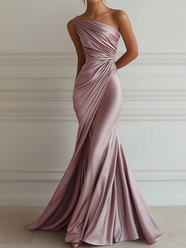 Mermaid/Trumpet V-Neck Ruched Floor-Length Formal Evening Dresses with Sparkly Sequin