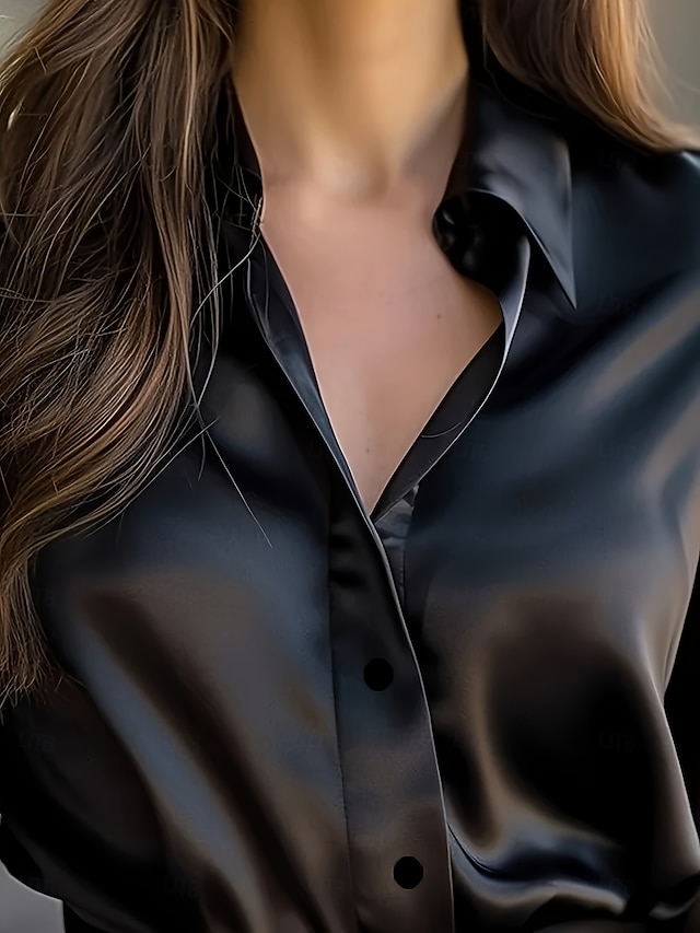  Dámské Pracovní košile Pevná barva Elegantní stylové Základní Dlouhý rukáv Košilový límec Běžné topy Práce Párty večerní šaty Rande noční oblečení Černá Rubínově červená Námořnická modř Fialová Hnědá