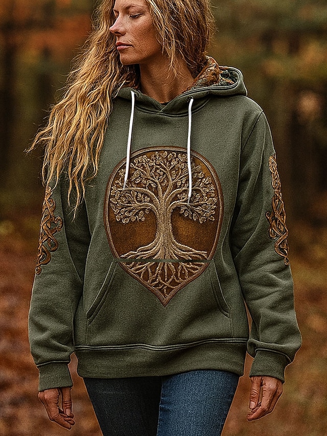  Női Pulóver Hoodie pulóver Grafika Színes Alkalmi Hosszú ujj Kapucni Normál felsők Party estélyi viselet Utca Hétköznapi Arcpír rózsaszín Medence Bíbor Lóhere Khakizöld Tavasz Ősz Tél