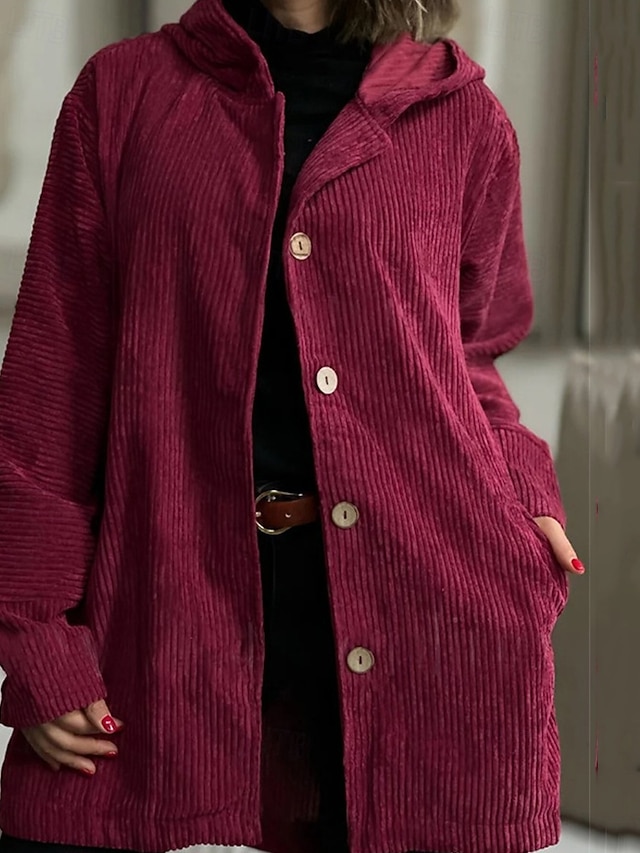  Per donna Giacca Casual Giacca con Cappuccio Confortevole Tasca Bottoni Classico Casual Semplice Vacanza Streetwear Abbigliamento quotidiano Uscire Monopetto Regolare Con Cappuccio Vestibilità comoda