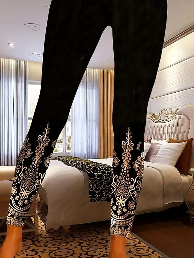  Per donna Pantaloni Leggings Leggings comodi Casual Boho Lunghezza intera Vita Alta Fiore Elastico in vita Stampato Traspirabilità Confortevole Elasticizzato Vacanza Streetwear Abbigliamento