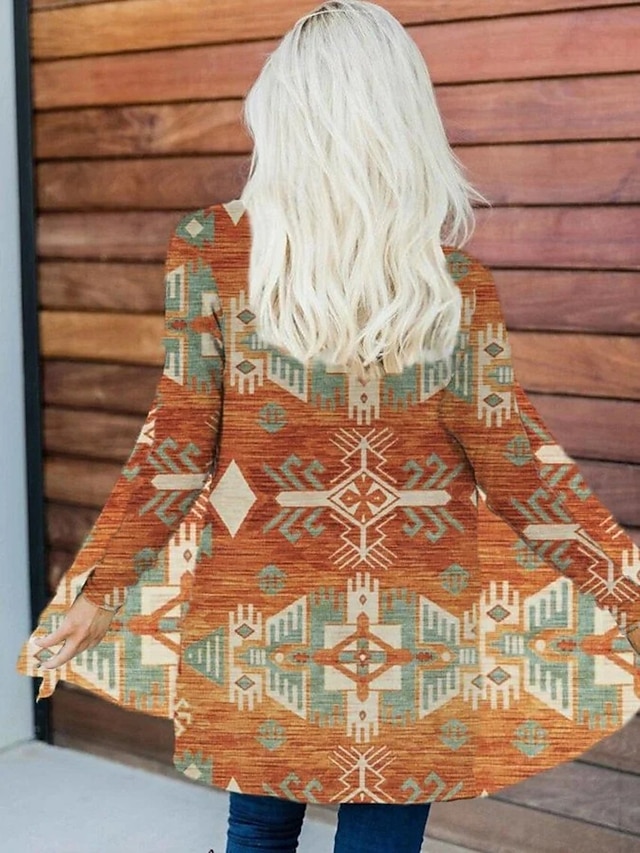  Pentru femei Sacou Cald Comfortabil Tiv neregulat Elegant Epocă Modă Modern Stradă Casual Îmbrăcăminte Atletică Zilnic Lung Fără Guler Potrivire Largă Manșon Lung Îmbrăcăminte exterioară Roșu-aprins