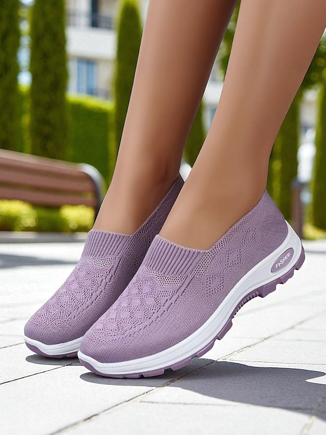  Dámské béžové pohodlné tenisky s flyknit nazouvací – lehké prodyšné boty do parku, na pochůzky i na každodenní nošení