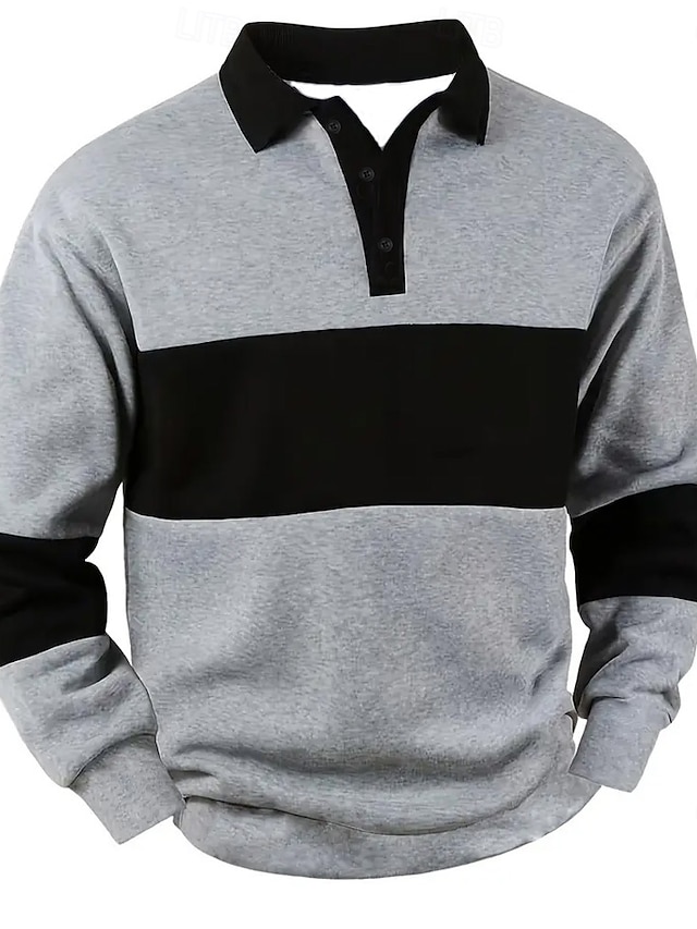  Hombre Tiras horizontales Polo de rugby Polo de punto trenzado Manga Larga Camisas de polo Camisas con cuello Casual Exterior Ropa Deportiva Ropa Cotidiana Impresión 3D Botones Primavera Otoño Negro