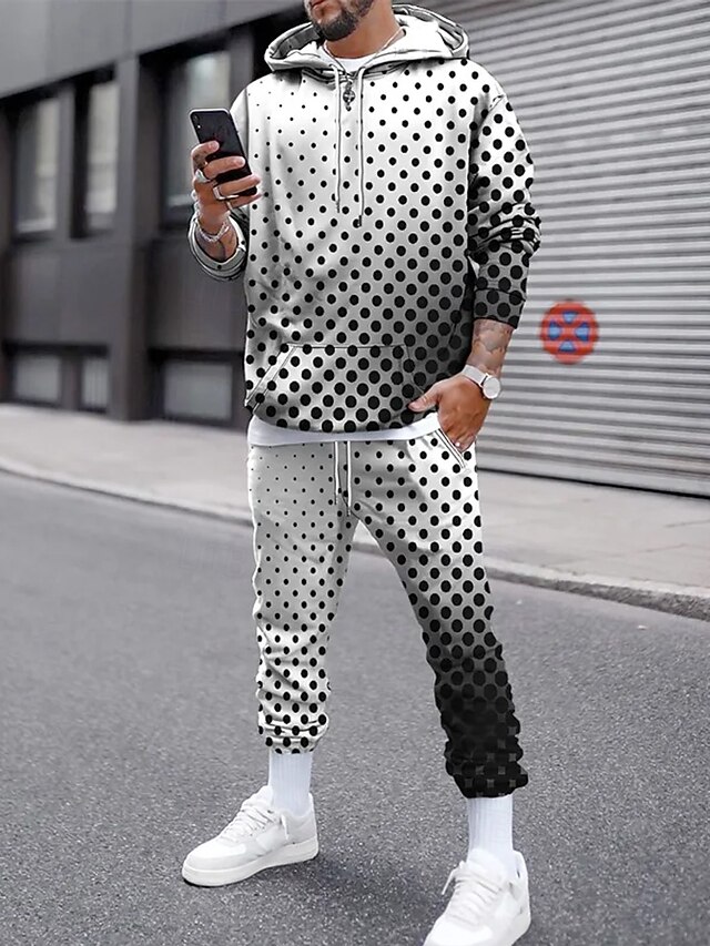  Hombre Círculo Geométrico 2 piezas Conjuntos de sudaderas 3D Chándal Sudadera con capucha Manga Larga Pantalones largos Con Capucha Ropa de calle Casual / Diario Ropa Deportiva Ropa Cotidiana