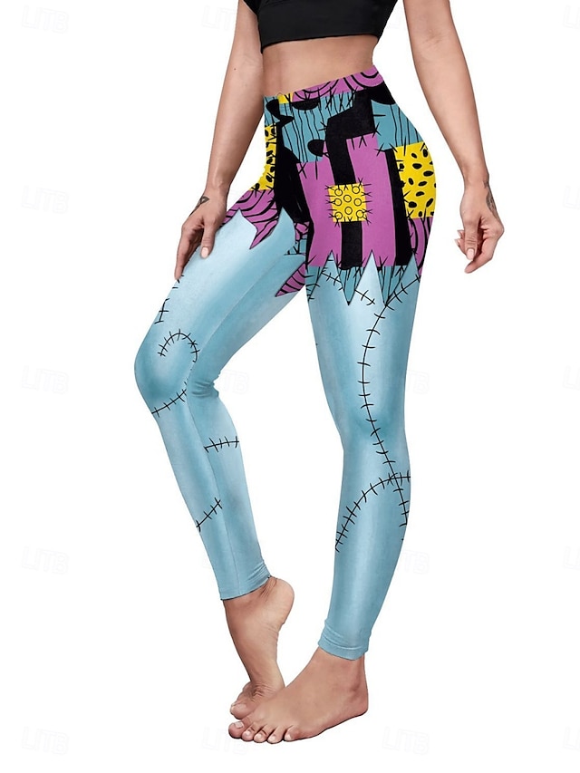  női harisnyanadrágok leggings kidörzsölődésgátló rövidnadrágok punk hétköznapi teljes hosszúságú magas derekú grafikus nyomtatás magas derekú kényelem légáteresztő nagy rugalmasságú mindennapi ünnep fesztivál fekete királykék kék