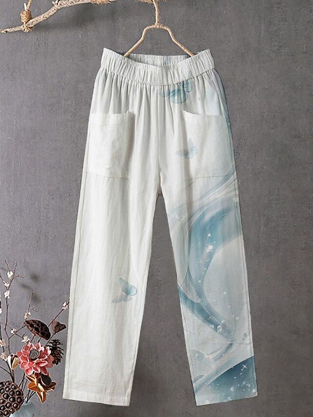 Women's Chinos Pants Trousers Streetwear Casual Full Length High Waist Gradient Elastic Waist Print Breathability Comfortable Stretchy Vacation Street Daily Wear Blue Summer Spring Fall Regular Fit4