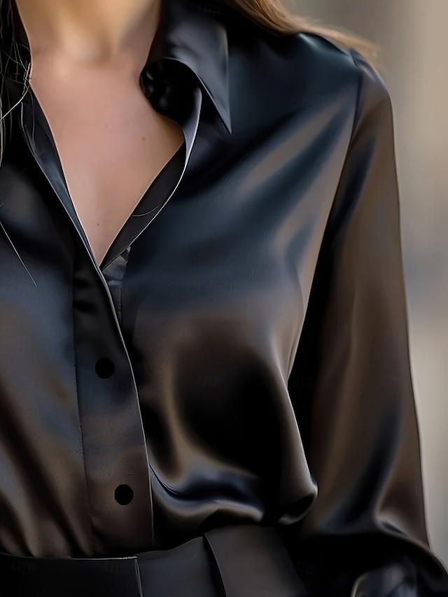  Dámské Pracovní košile Pevná barva Elegantní stylové Základní Dlouhý rukáv Košilový límec Běžné topy Práce Párty večerní šaty Rande noční oblečení Černá Rubínově červená Námořnická modř Fialová Hnědá