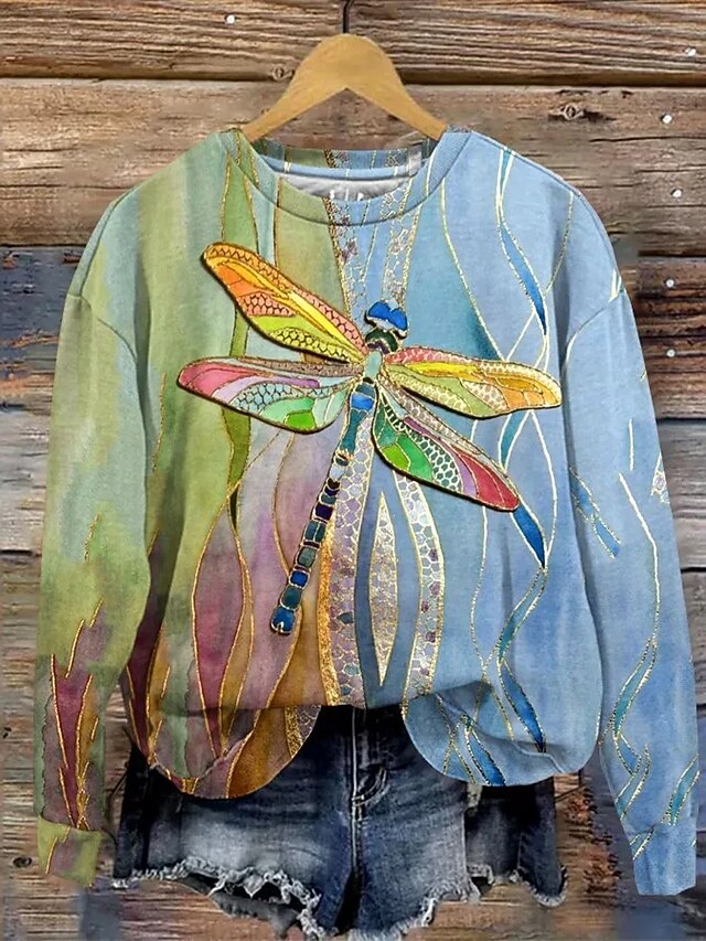 Women's Pullover Sweatshirt Graphic Animal Fashion Casual Long Sleeve Crew Neck Regular Tops Street Dailywear Casual Print Blue Fuchsia Green Fall Winter4