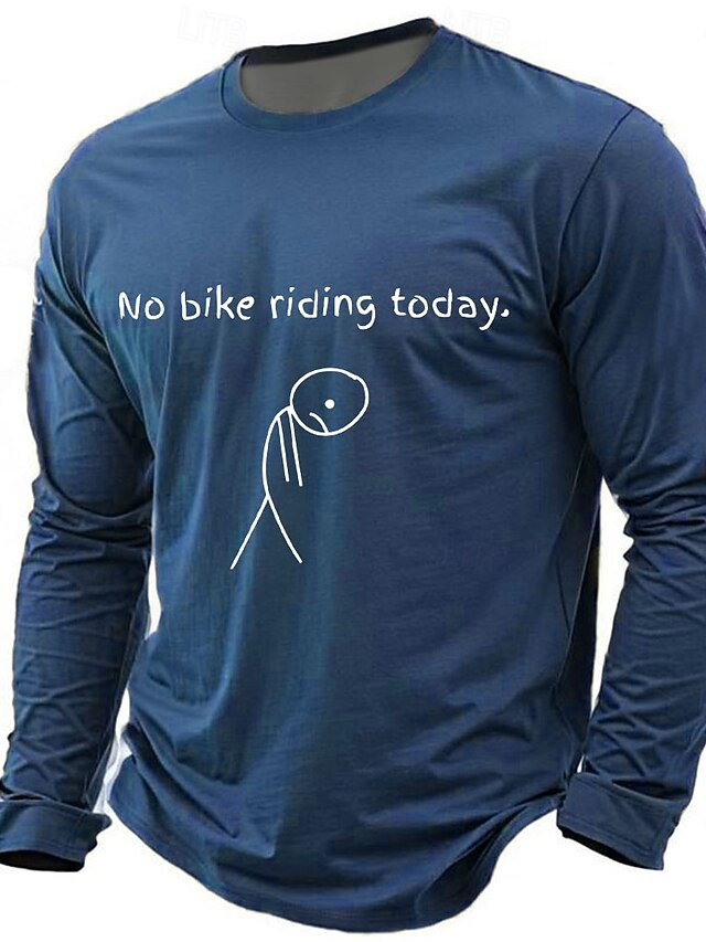 Men's Long Sleeve Graphic Tee, 'No bike riding today' Sad Stick Figure ...