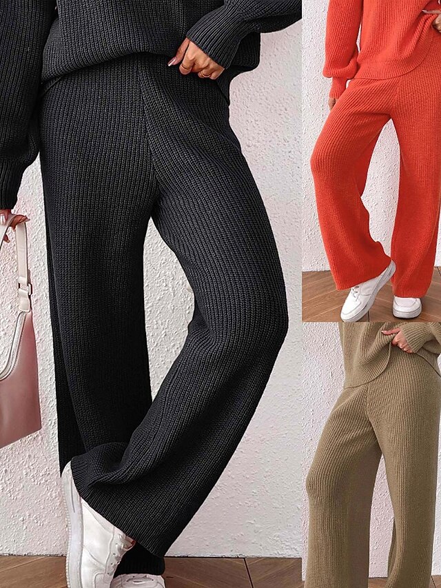 Γυναικεία Πλατύ Πόδι Πλατύ παντελόνι ανάπαυσης Κομψό στυλ street Καθημερινό Πλήρες μήκος Φυσικό Σκέτο Ελαστική μέση Άνετο ΕΞΩΤΕΡΙΚΟΥ ΧΩΡΟΥ Διακοπές Εξόδου Πορτοκαλοκόκκινο Κάμελ Μαύρο Χειμώνας