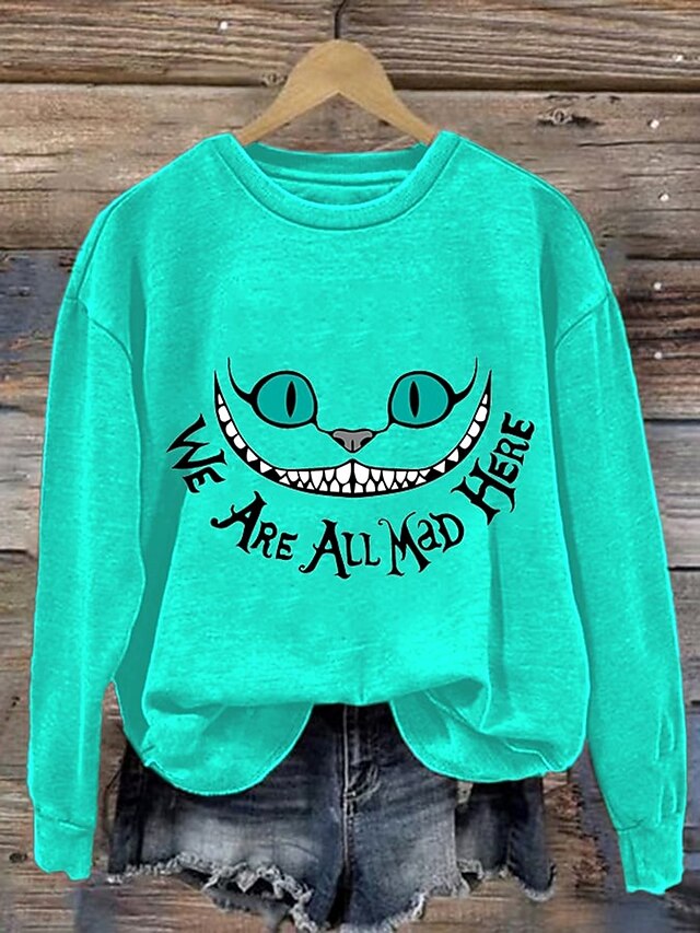 Halloween Women's Pullover Sweatshirt Monster Graphic Animal Letter Fashion Casual Long Sleeve Crew Neck Regular Tops Street Dailywear Casual Print Black Light Green Orange Fall Winter4