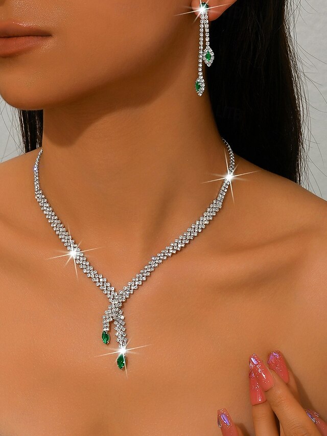  set di collana e orecchini da donna in argento con accenti di pietre preziose rosse - eleganti gioielli da festa