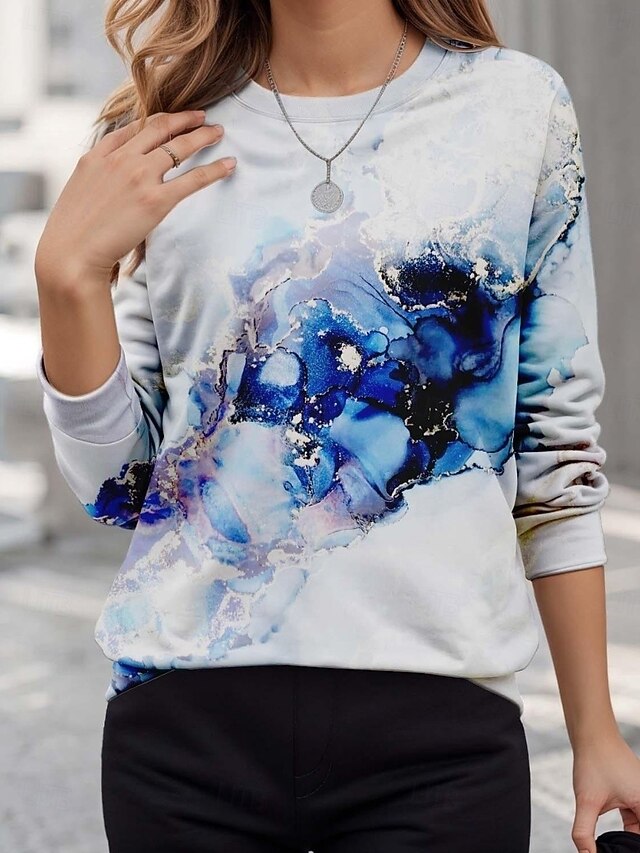 Women's Pullover Sweatshirts Abstract Vintage Classic Casual Long Sleeve Crew Neck Regular Tops Home Dailywear Casual Print Red Blue Summer Spring Fall Spring, Fall, Winter, Summer3