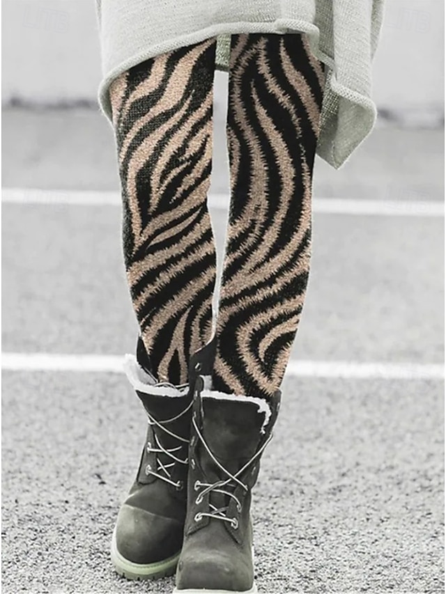  Mulheres Leggings Férias Vintage Moda Comprimento total Cintura Alta Gráfico Abstrato Estampado Térmico / Quente Macio Respirável Com Stretch Ao ar livre Férias Rua Vinho Preto Azul Laranja Primavera