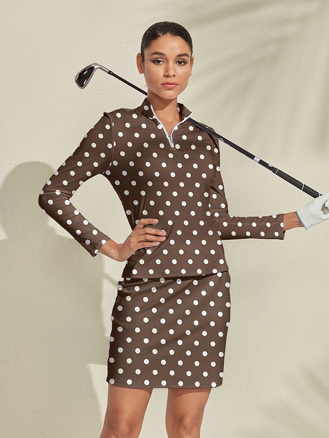  Dam Vandringspolotröja Brun Långärmad Överdelar Golfkläder för damer Kläder Outfits Bär kläder