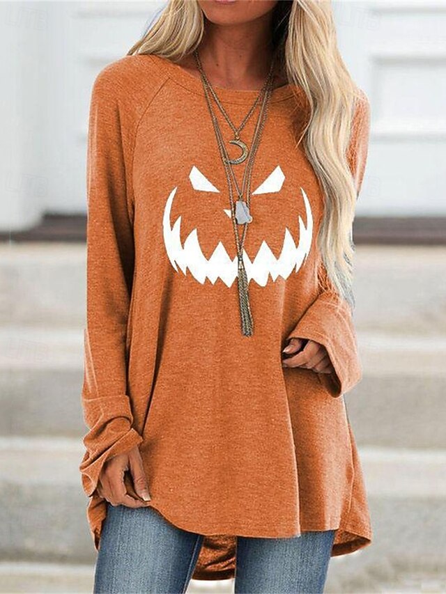 Women's Mini Dress Sweatshirt Dress Casual Dress Fashion Modern Outdoor Halloween Daily Regular Fit Pumpkin Long Sleeve Crew Neck Navy Blue Orange Gray Fall Winter4