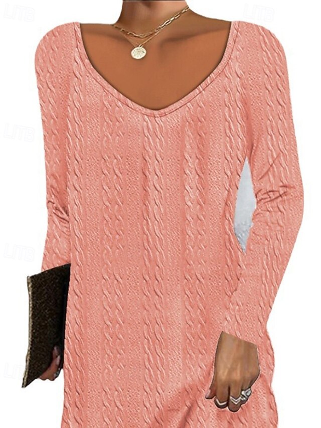 Women's Mini Dress Casual Dress Classic Modern Outdoor Vacation Holiday Regular Fit Plain Long Sleeve V Neck Pink Blue Fall4