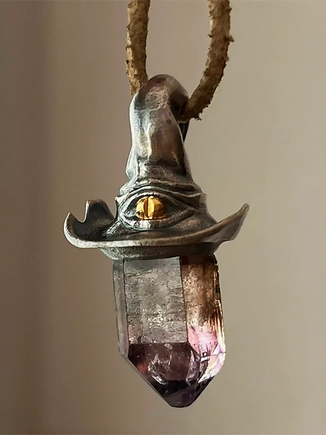  Femmes Collier pendentif Collier Pierre Précieuse & Cristal Alliage ancien Exagéré Halloween Rond