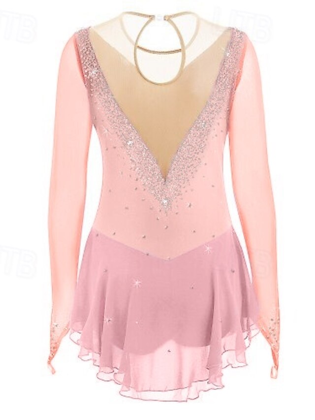 Coffee Figure Skating Dress Wear Women's Girls' Long Sleeve Ice Skating Dress main image 0
