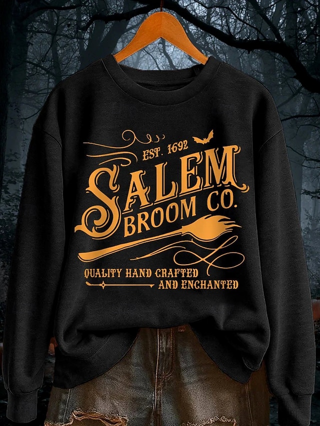 Femmes Sweatshirt Pull Graphique Lettre Halloween Mode Occasionnel manche longue Col ras du cou Hauts Réguliers Rue Tenue Quotidienne Occasionnel Imprimé Noir Orange Gris Automne Hiver