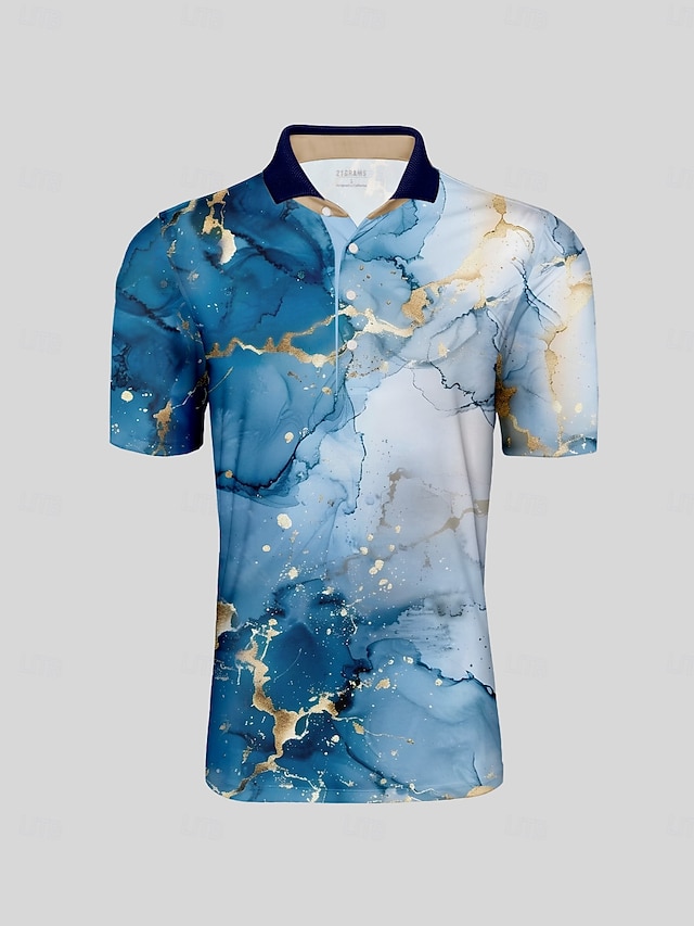  Herren Golf-Poloshirt Blau Kurzarm Oberteil Golfkleidung, Kleidung, Outfits, Kleidung
