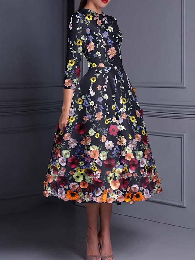  Ligne A Robes de Cocktail Élégant Robe de soirée Formel Mariage Longueur cheville Demi Manches Col ras du cou Poche Satin Dos nu avec Appliques 2025