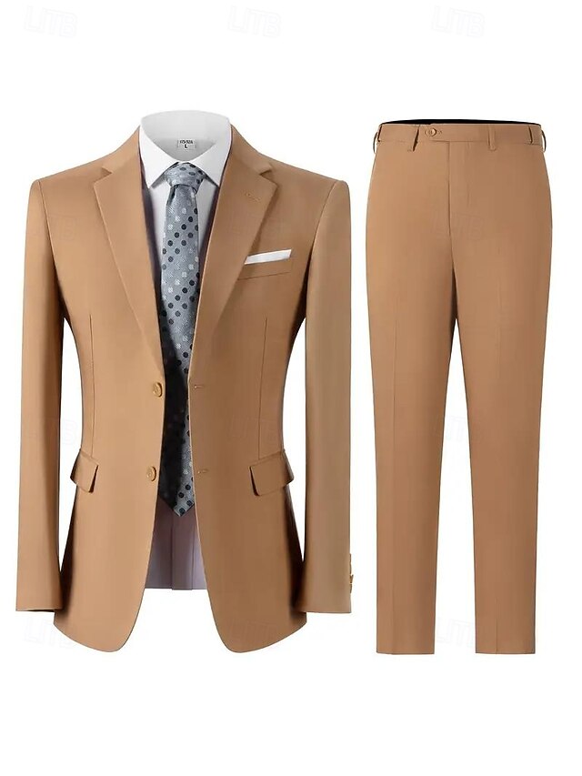 Men's Printed Pattern Slim Fit Wedding Business Casual Two-Piece Set