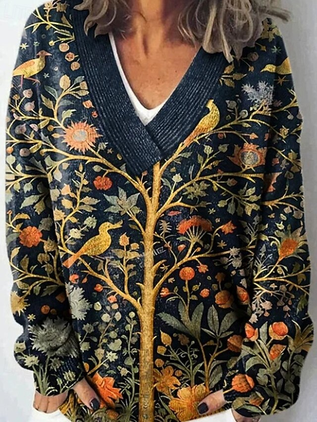 Women's Sweater Fashion Color Block Ribbed V Neck Knitted Long Sleeve Regular Tops Knit Holiday Going out Weekend Green Fall4