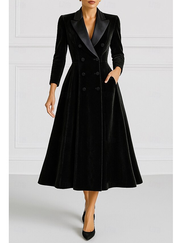 Femmes Robe smoking Ligne A Formel Velours Élégant Simple manche longue ...