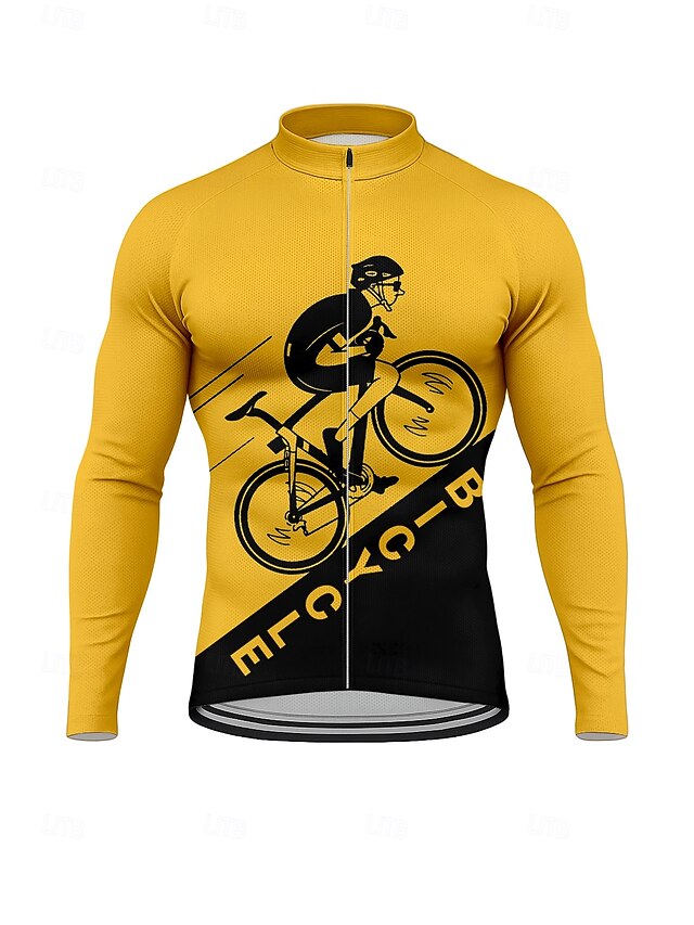 Men's Men Tops Cycling Jersey Graphic Quotes & Sayings Bicycle Long Sleeve Bike Jersey Top with 3 Rear Pockets Mountain Bike MTB Road Bike Cycling Sun Protection Quick Dry Reflective Strips Back4
