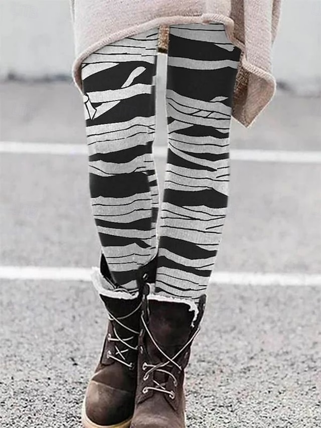  Per donna Pantaloni Leggings Leggings comodi Streetwear Casual Lunghezza intera Vita Alta A righe Elastico in vita Stampato Traspirabilità Confortevole Elasticizzato Vacanza Streetwear Abbigliamento