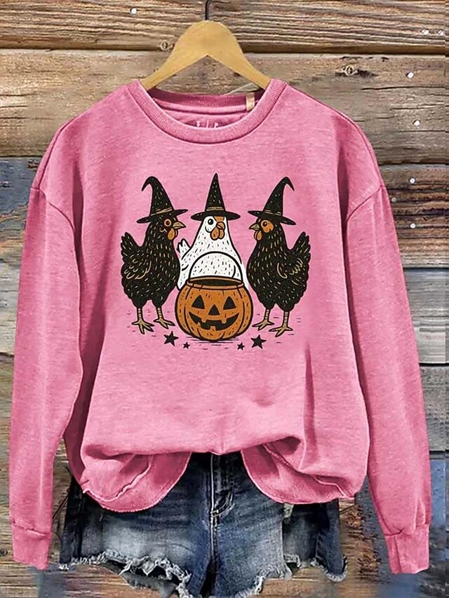  Per donna Felpa Pullover Grafico Animale Zucca Moda Casual Manica Lunga Girocollo Top Regolari Streetwear Abbigliamento Quotidiano Casuale Stampato Rosa Verde scuro Arancione Autunno Inverno