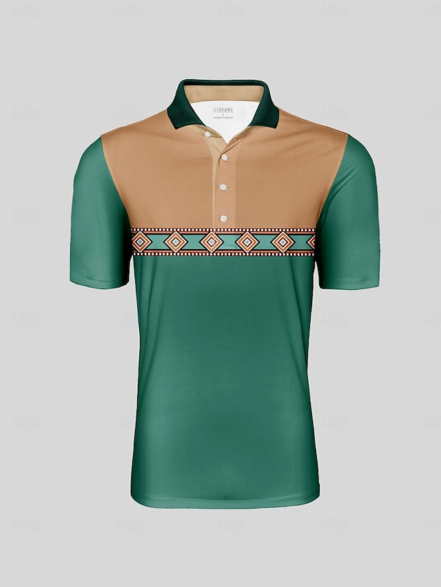  Herren Golf-Poloshirt Kaki Kurzarm Oberteil Golfkleidung, Kleidung, Outfits, Kleidung