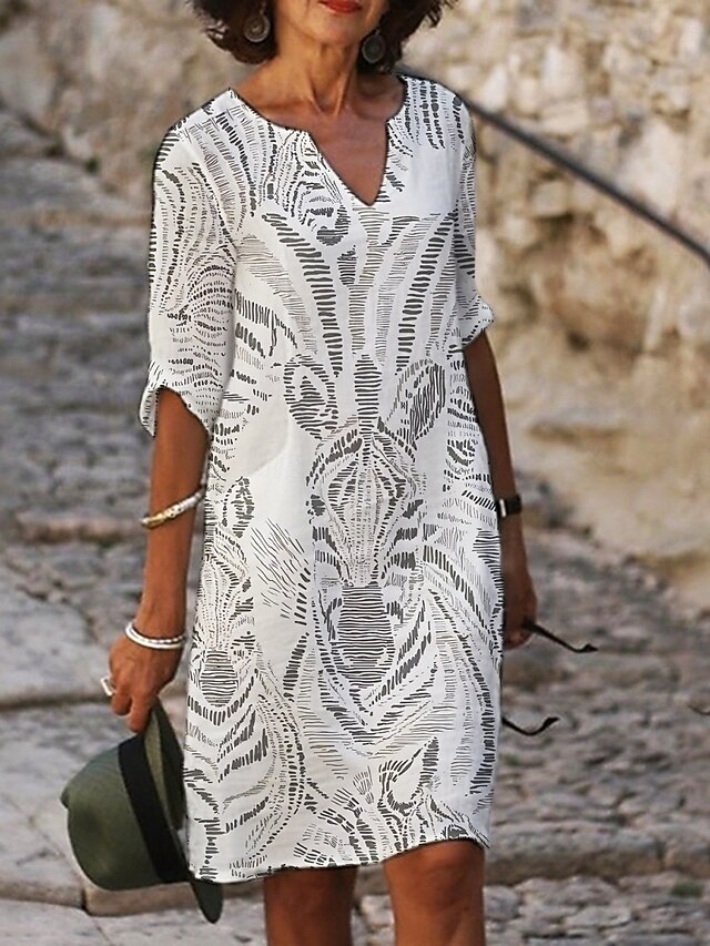 Women's Mini Dress Casual Dress Print Dress Fashion Modern Daily Beach Weekend Regular Fit Animal 3/4 Length Sleeve Split Neck Gray Summer Spring Fall Autumn4