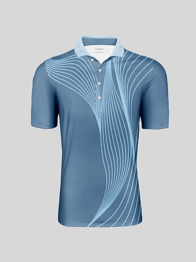  Herren Golf-Poloshirt Blau Kurzarm Oberteil Golfkleidung, Kleidung, Outfits, Kleidung