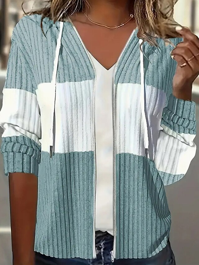 Women's Pullover Hoodie Sweatshirt Zip Up Hoodies Color Block Fashion Casual Long Sleeve Hooded Regular Tops Street Dailywear Zip Up Green Fall Winter4