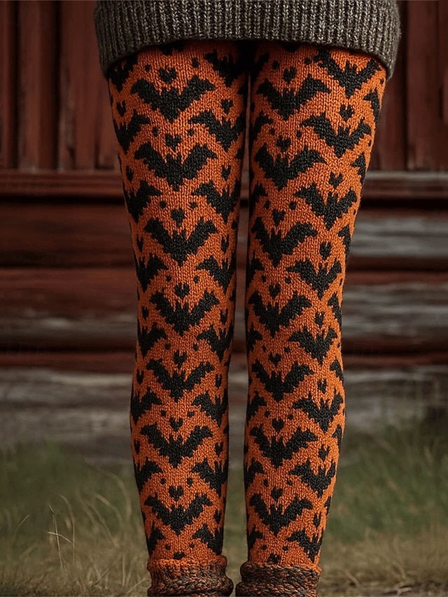  Dame Bukser Leggings Koselige leggings Gatemote Fritid Full lengde Høy Midje Grafiske trykk Elastisk midje Trykt mønster Pusteevne Bekvem Elastisk Feriereise Gate Dagligdagstøy Oransje Sommer Vår Høst