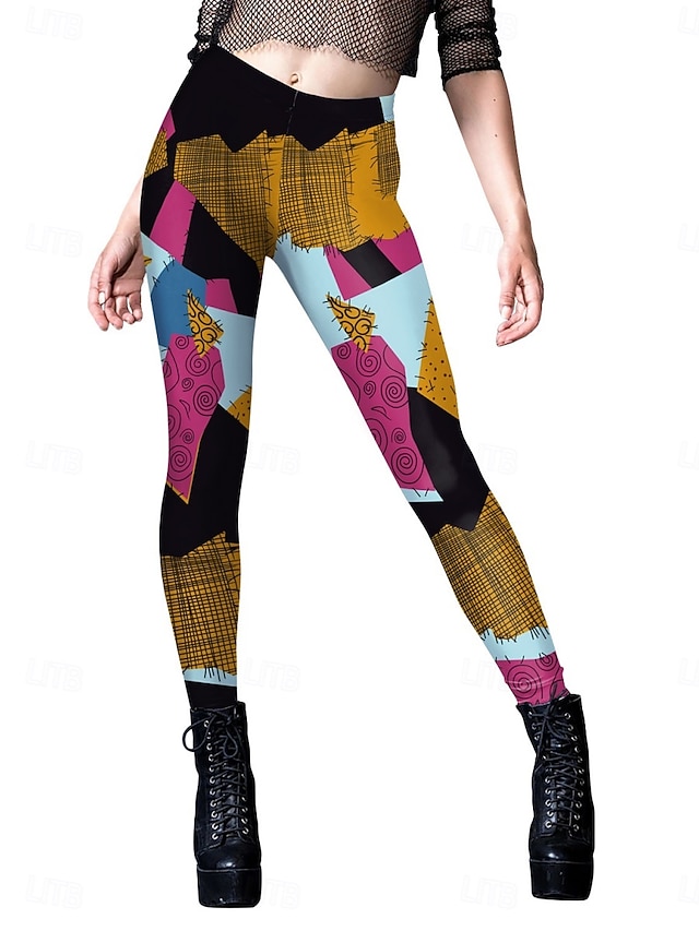 Femmes Collants Leggings Short anti-frottements Punk Occasionnel Longueur complète Taille hautePantsHalloween Graphique Impression Coupe haute Confort Respirant Haute Élasticité Quotidien Fête