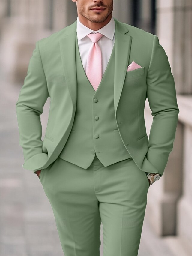 3 Pieces Wedding Suits Solid Color Slim Fit Men's Suit main image 0