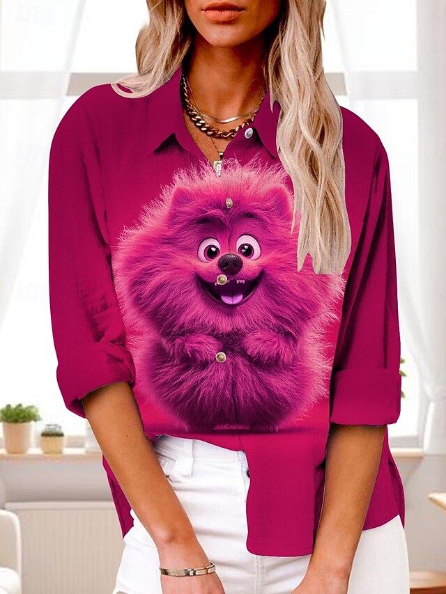 Women's Shirt Graphic Active Daily Stylish Long Sleeve Shirt Collar Regular Tops Daily Holiday Buttons Print Yellow Red Purple Summer Spring Fall4