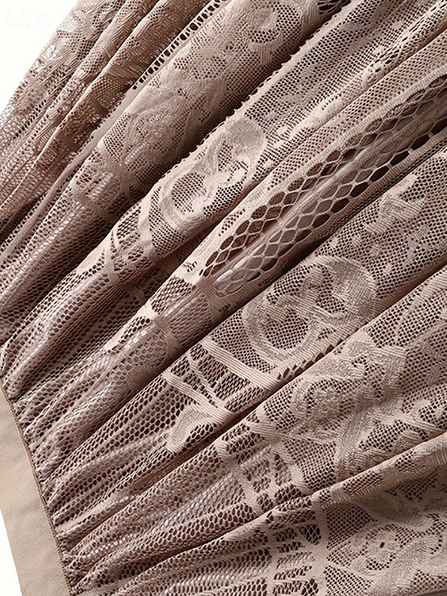 Jupe Midi Noire En Tricot Dentelle Patchwork - Taille Élastique Dos - Style Patchwork & Fente