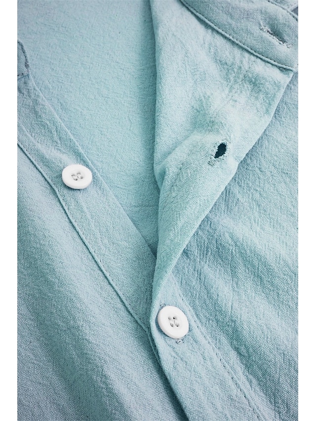  Men's Shirt Linen Shirt Casual Shirt Button Up Shirt Cotton Shirt Plain Vacation Street Black White Pink Blue Short Sleeve Turndown Summer Clothing Apparel