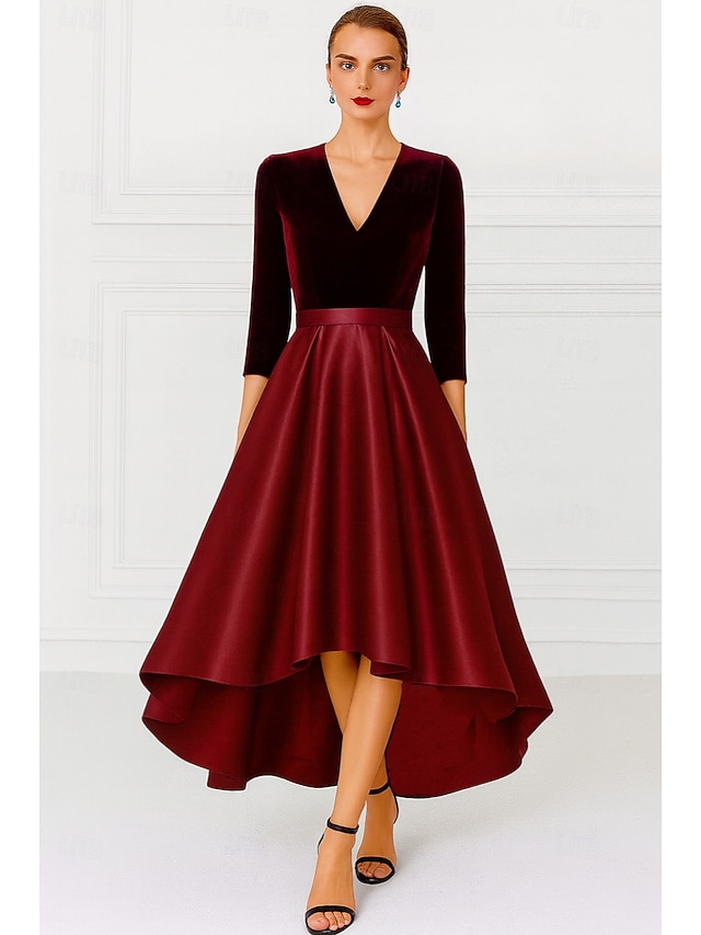 Robe De Noël Femme En Velours - Robe Cocktail Manches Longues, Motif Festif - Grande Taille, élégante Pour Soirée, Fête, Quotidien - 13