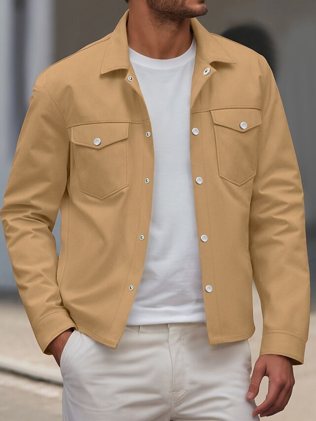 Light Color Jacket Men's Lightweight Jacket Shirt Jacket Formal Home Portable Pocket ...