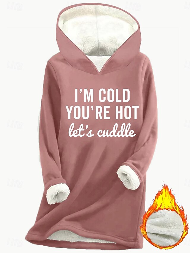 Women's Pullover Sweatshirt Graphic Letter Casual Comfrt Long Sleeve Crew Neck Hooded Long Tops Street Dailywear Casual Print Dark Pink Blue Gray Fall Winter4