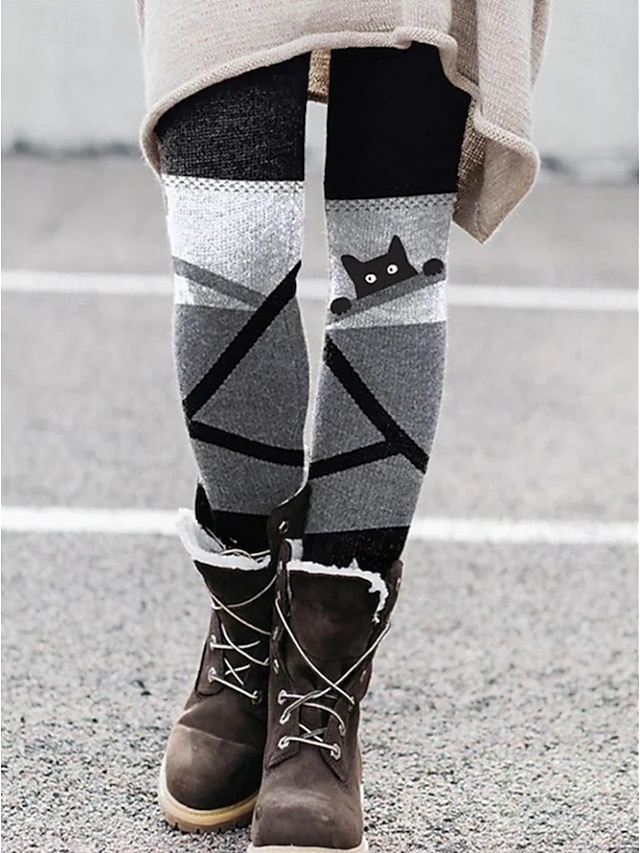  Mulheres Leggings Férias Vintage Moda Comprimento total Cintura Alta Gráfico Abstrato Estampado Térmico / Quente Macio Respirável Com Stretch Ao ar livre Férias Rua Vinho Preto Azul Laranja Primavera
