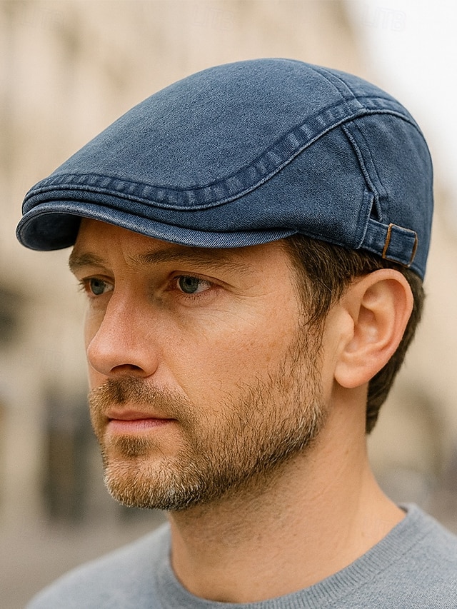  berretto piatto da uomo in cotone lavato con visiera edera – cappello da guida newsboy con fibbia regolabile, stile vintage leggero e traspirante per golf, viaggi, attività all'aperto e uso quotidiano