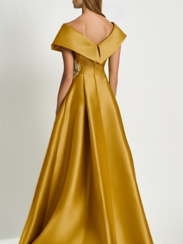 Stylish Brown V Neck Sleeveless A Line Long Wedding Guest Dress Evening Gown SP696